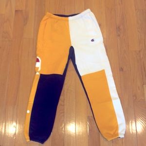 Champion sweatpants blocked S yellow, blue and white
